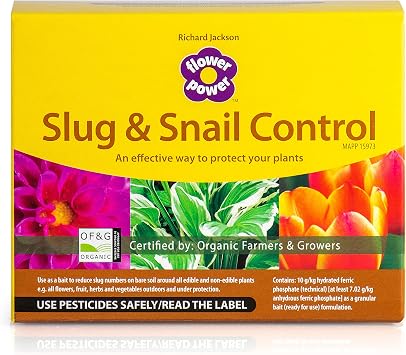 Richard Jackson Flower Power Organic Slug & Snail Control Pellets, Natural Metaldehyde-Free Formula with Iron Phosphate, Plant Safe Treatment for Garden and Vegetables, 600g