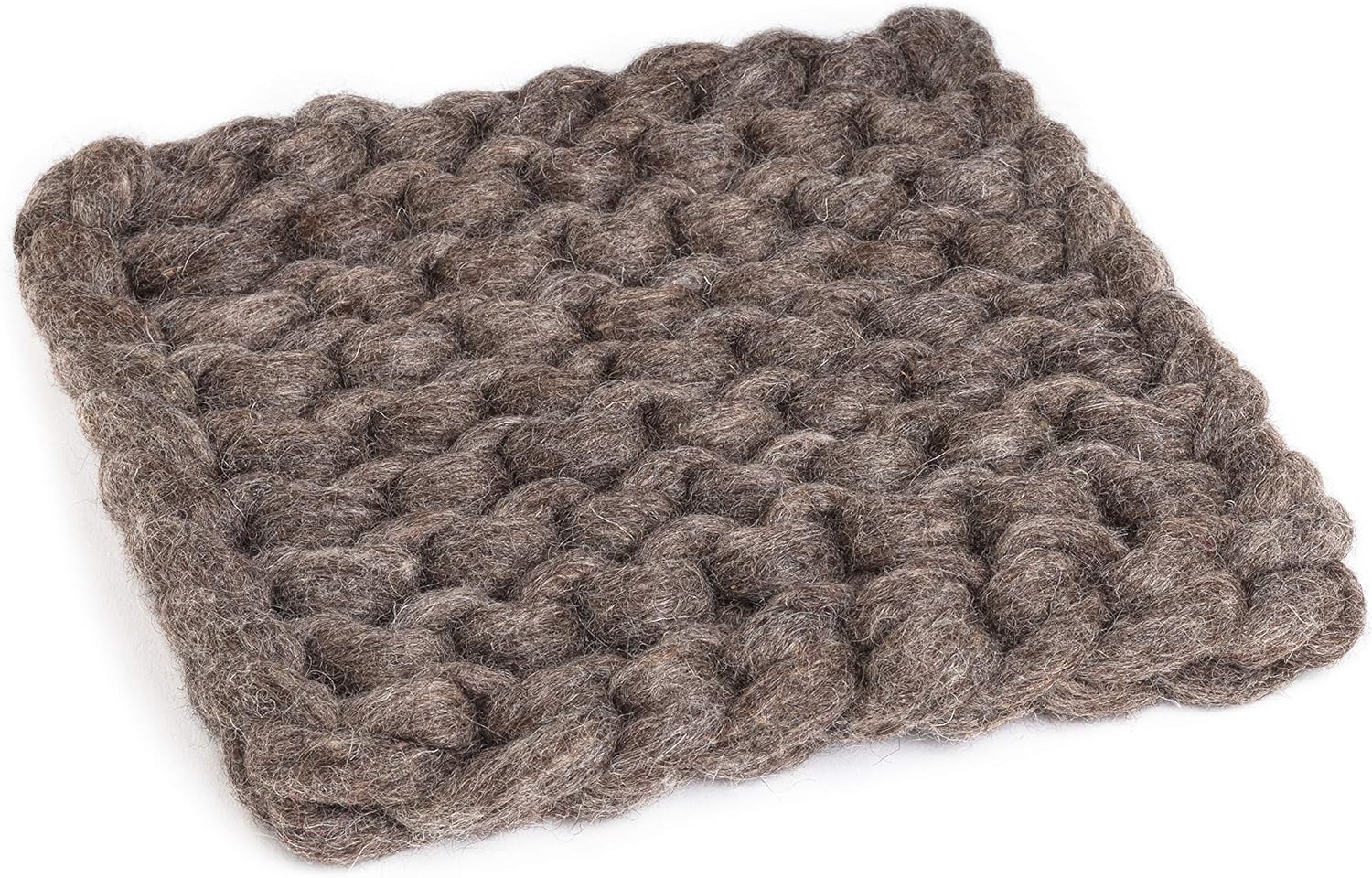 Abbott Collection Nepal Chunky Knitted Trivet - Wool Felt, Taupe (8" SQ)