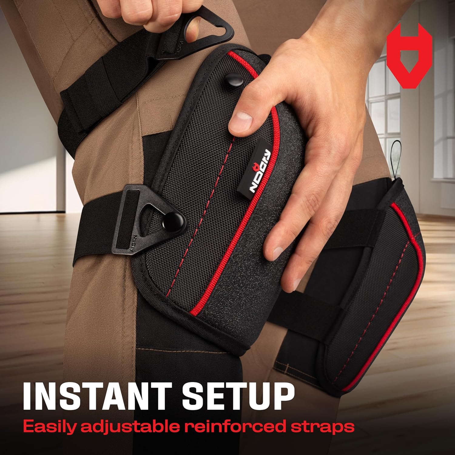 NoCry Flooring Knee Pads for Men with Extra-Wide Gel & Thick Foam Cushion — Floor-Safe Anti-Slip Leather Kneepads for Construction Work with Reinforced Adjustable Straps and Military-Grade Rivets - Image 7