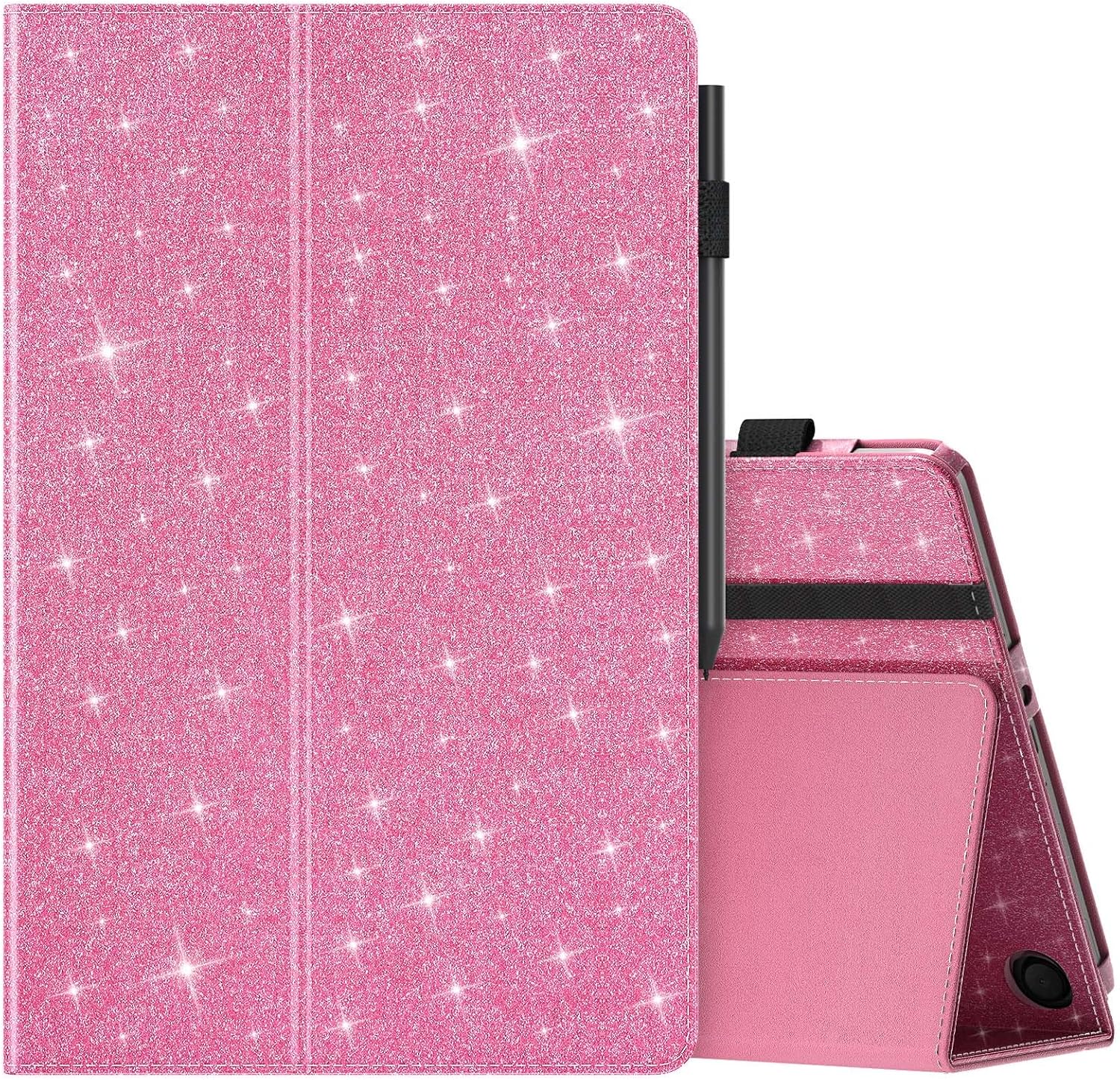 MoKo Case for New Amazon Kindle Fire Max 11 (13th Generation, 2023 Release) 11" - Slim Folding Stand Cover Case for Fire 11 Tablet with Auto Wake/Sleep, Shiny Pink