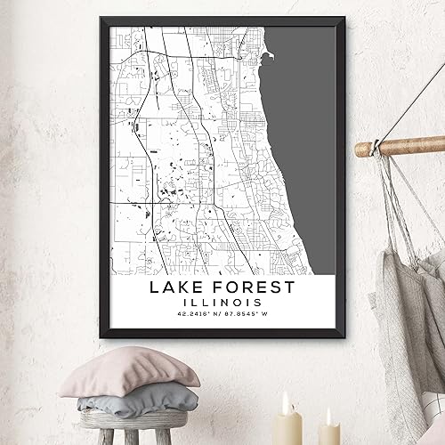 Miniatura 3 de Mapa de Lake Forest, Illinois, Light 2 (8x10)