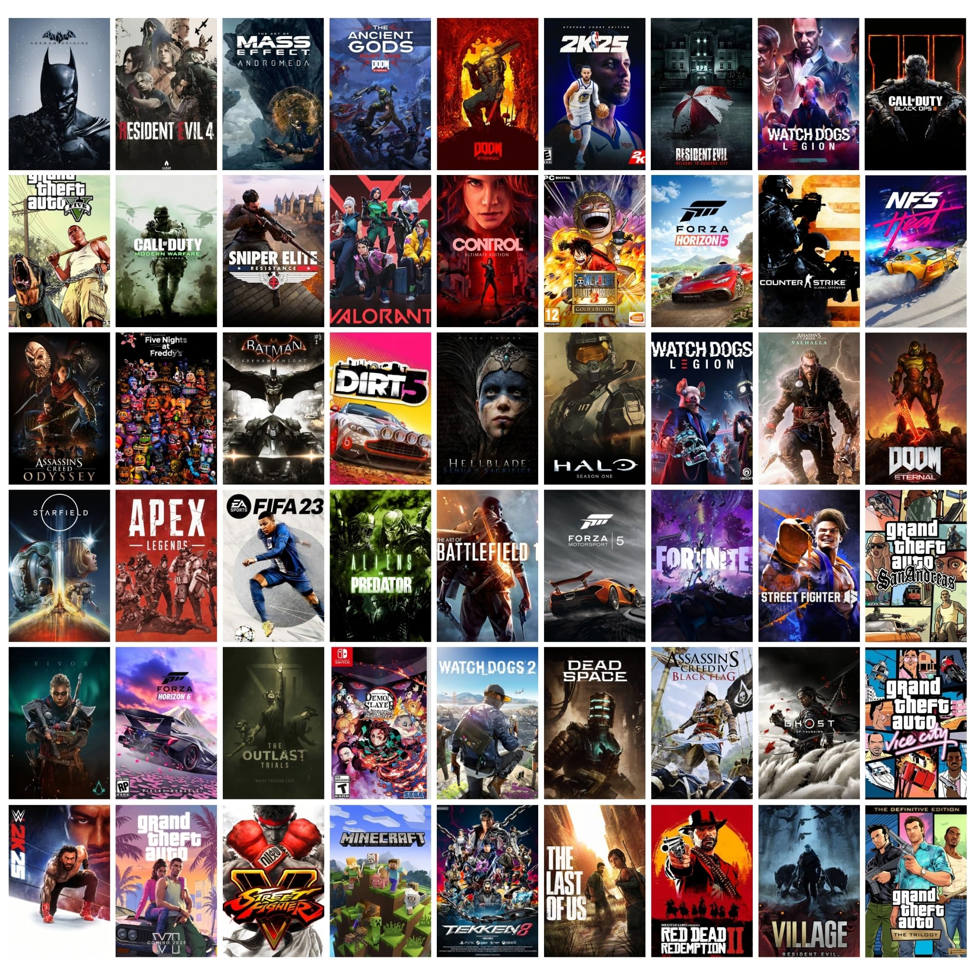 Pack of 54 Gaming Aesthetic Wall Collage Kit Posters | Wall Art Kit | 4x6 Inch Wallpapers for Wall Decoration | Cardstock Prints with Glue Dots Included-image-9