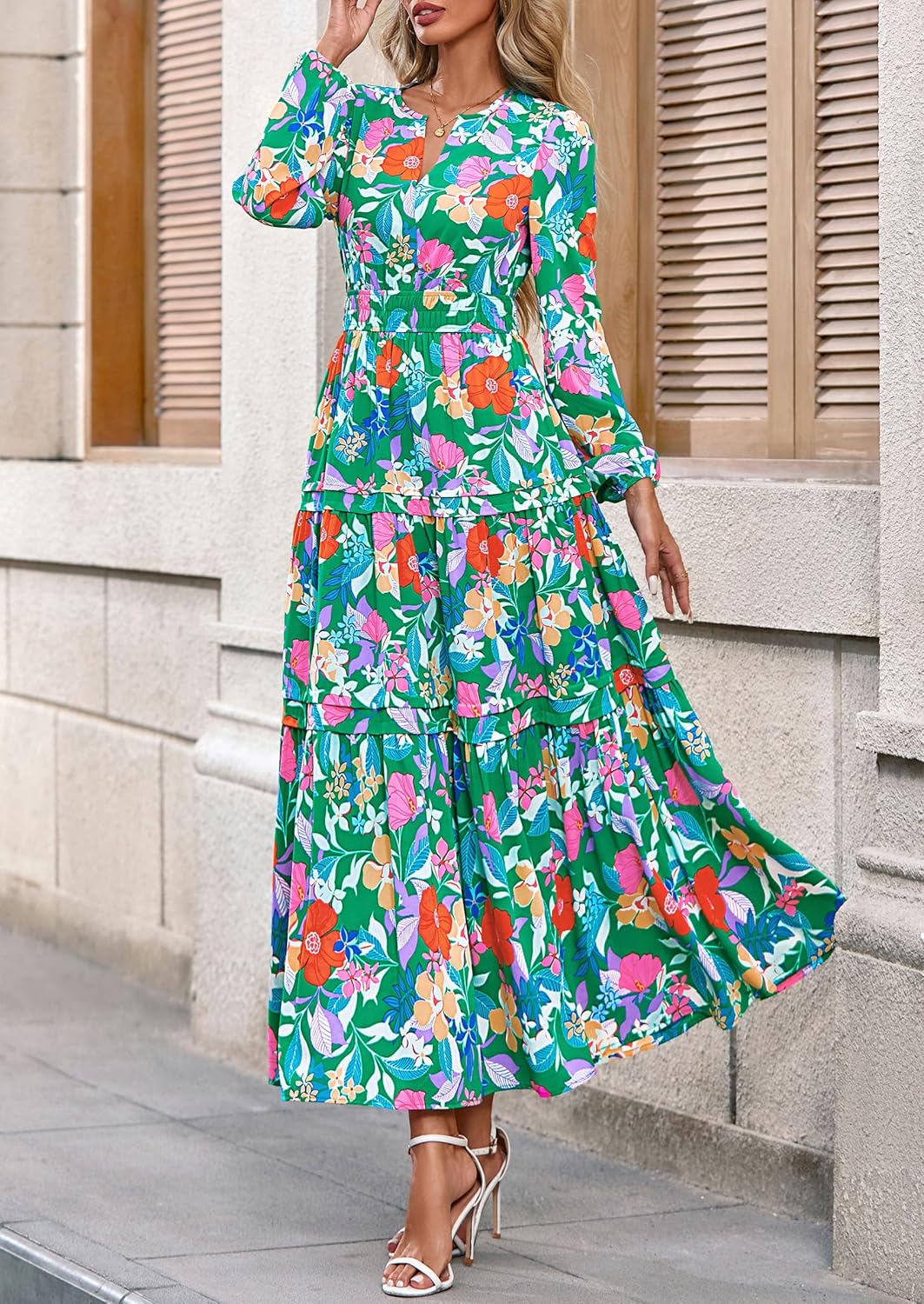 PRETTYGARDEN Womens 2026 Fall Fashion Clothing Boho Maxi Dresses Floral Long Sleeve Flowy Elegant Wedding Guest Holiday Dress - Image 6