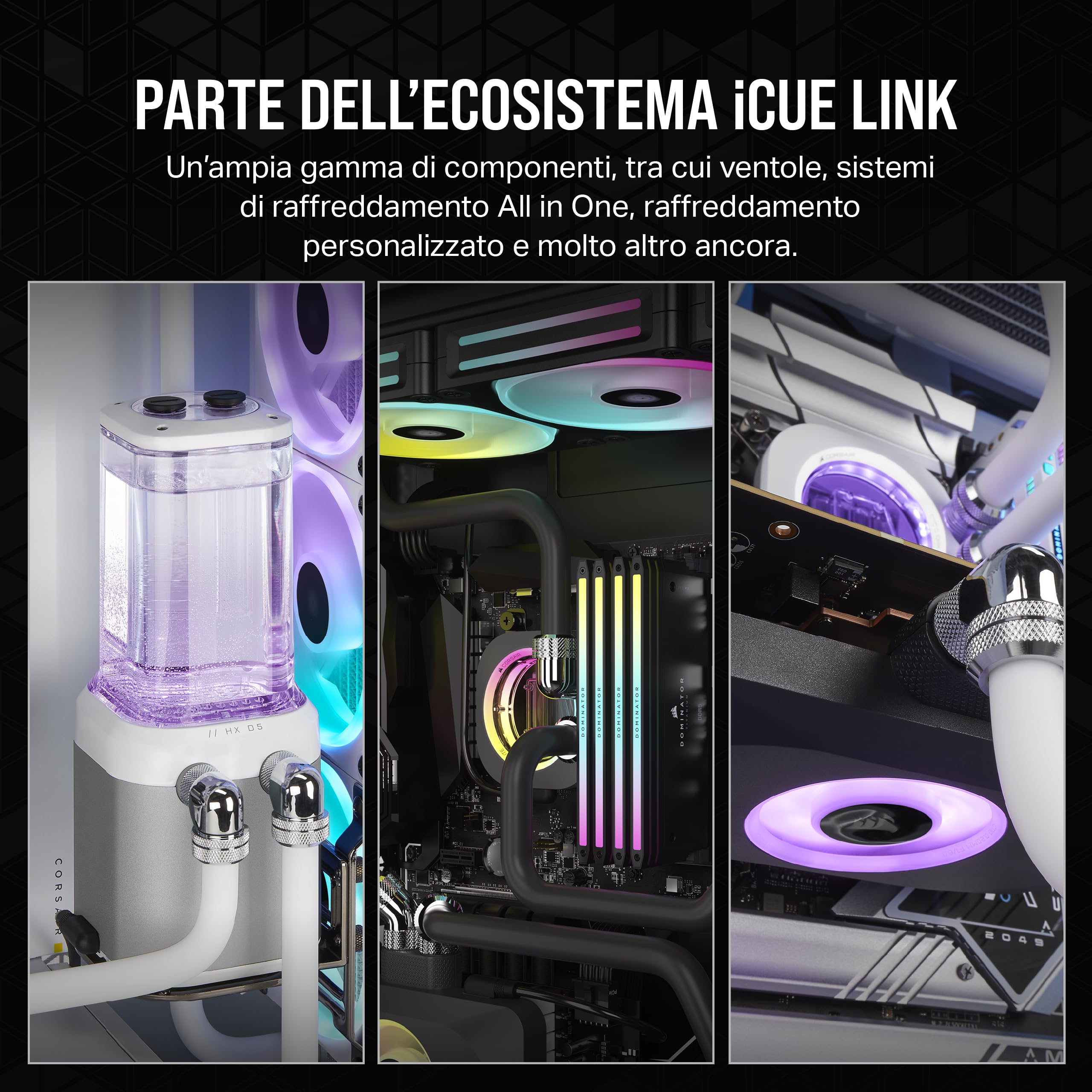 CORSAIR iCUE LINK XD5 RGB ELITE Unità Pompa/Serbatoio - Pompa D5 PWM - 22 LED RGB Regolabili - Serbatoio Trasparente da 440 ml - Grigio Invisibile