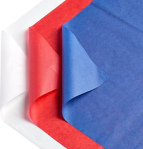 Miniatura 5 de American Greetings 125 hojas de papel de seda rojo, blanco y azul a granel de 20 pulgadas x 20 pulgadas para todas las ocasiones