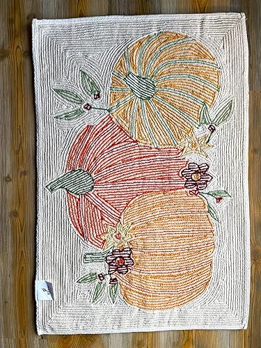 Miniatura 7 de KEMA Tapete rectangular suave de 100 % algodón para Halloween, estilo calabaza, de uso regular, de felpa, absorbente de agua, borde decorativo, para