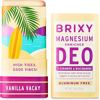 BRIXY Magnesium Deodorant, Ceramide & Niacinamide, Aluminum Free, Baking Soda Free, Plastic Free Packaging, Vegan and Certified Cruelty Free, Patent Pending