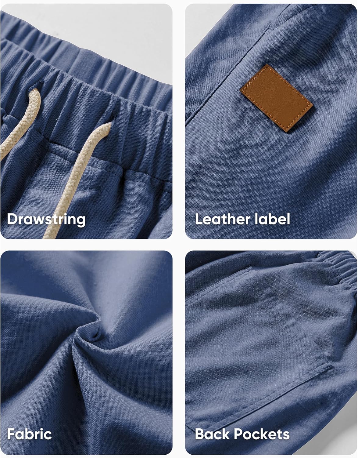 JMIERR Mens Linen Shorts Casual 5"/ 7" Cotton Elastic Waist Drawstring Summer Vacation Beach Shorts with Pockets - Image 7