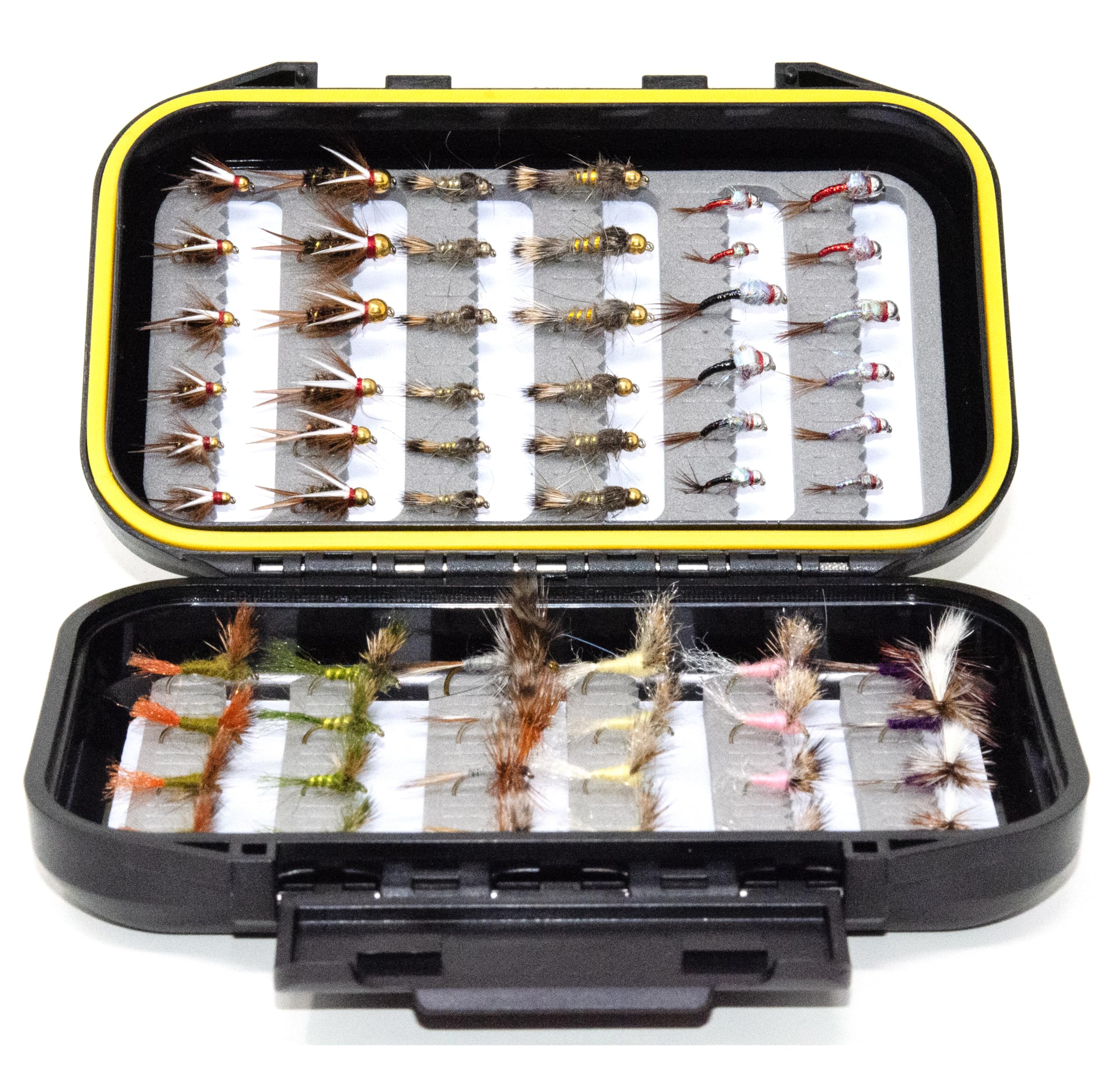 Outdoor Planet 36/48 / 60 Premium Hand Tied Fly Fishing Flies Assortment Kit | Dry/Wet/Nymph/Streamer/Terrestrial/Leech/Popper/Woolly Bugger Flies Set for Trout/Bass/Salmon/Steelhead/Panfish