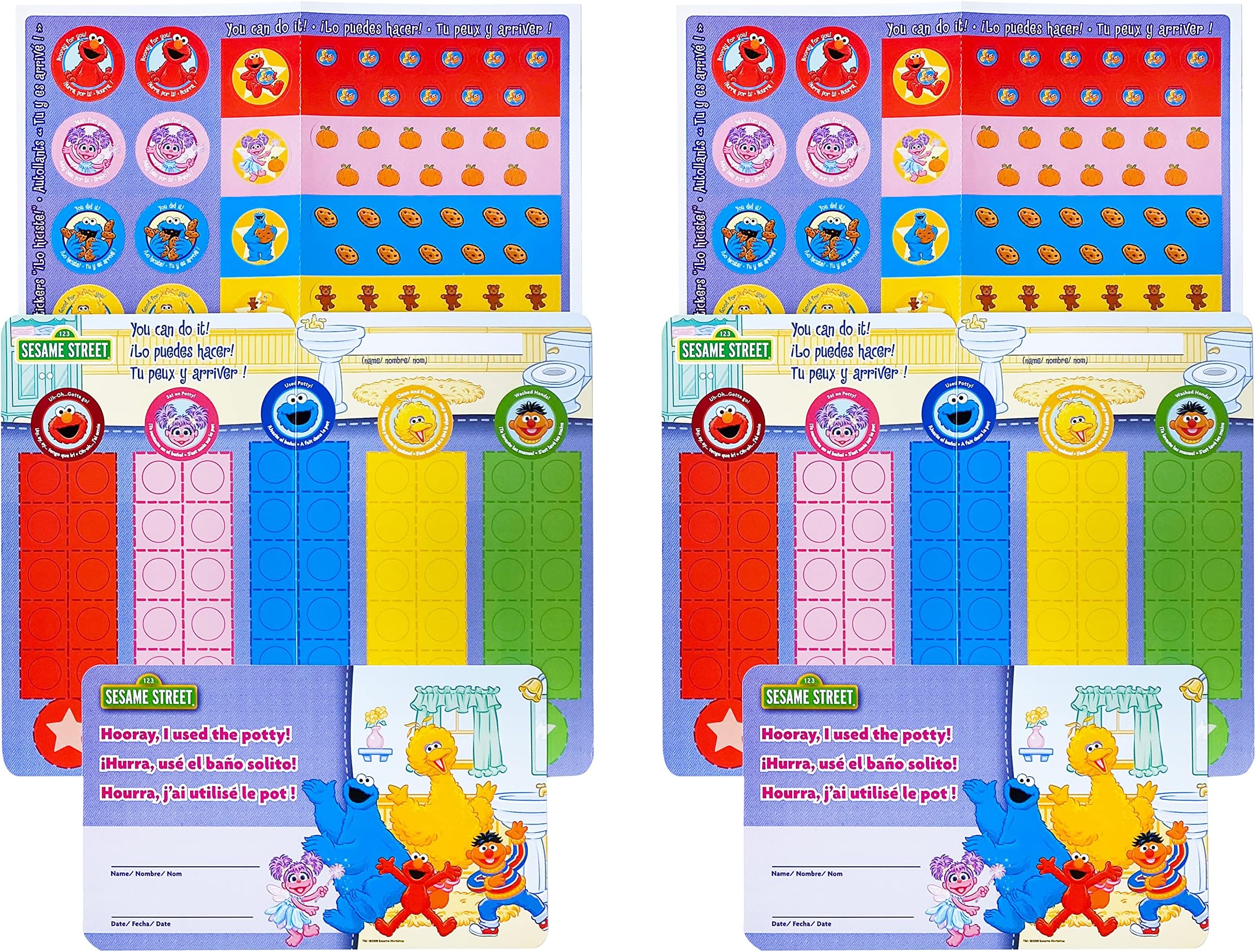 Sesame Street Potty Training Stickers Rewards Kit for Kids Learning to Use The Toilet, Multicolor, 2 Piece