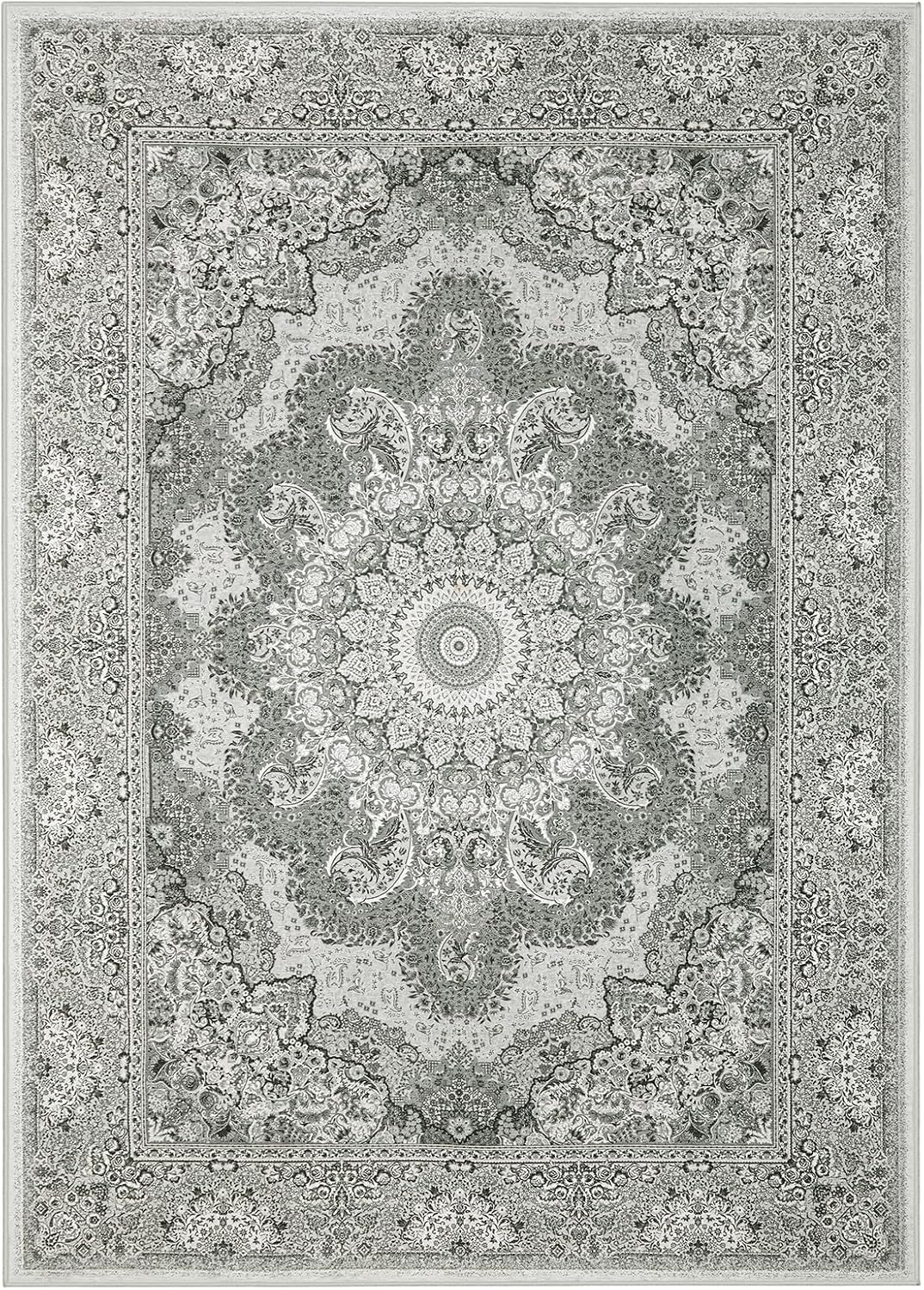 5x7 Area Rugs for Living Room: Machine Washable Rug with Non-Slip Backing Non-Shedding Stain Resistant, Boho Carpet for Bedroom Dining Room Nursery Home Office Indoor Decor (Gray)