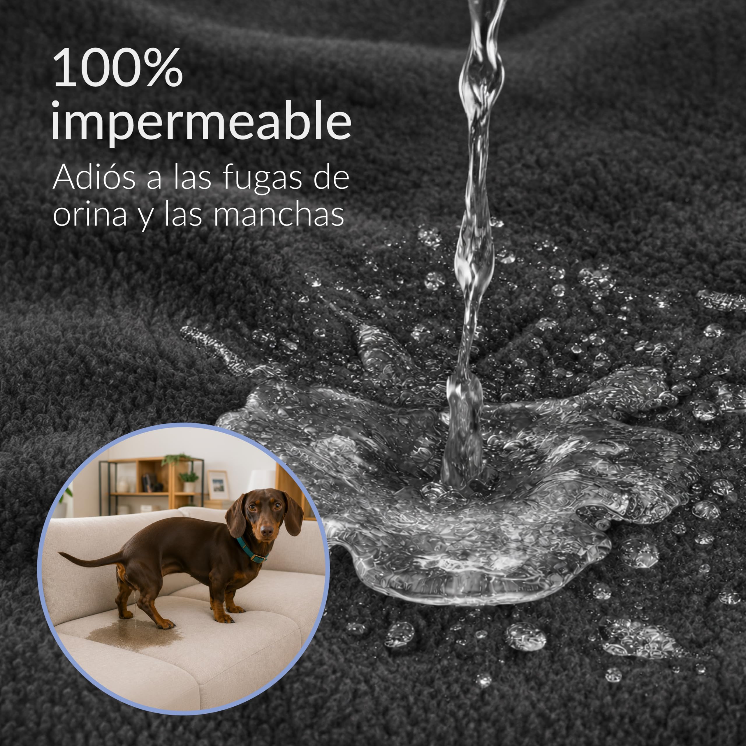 Twinzen Manta Impermeable Perro 127x152 cm Gris Oscuro - Manta para Perros Reversible y Lavable - para Sofá y Cama - Sherpa