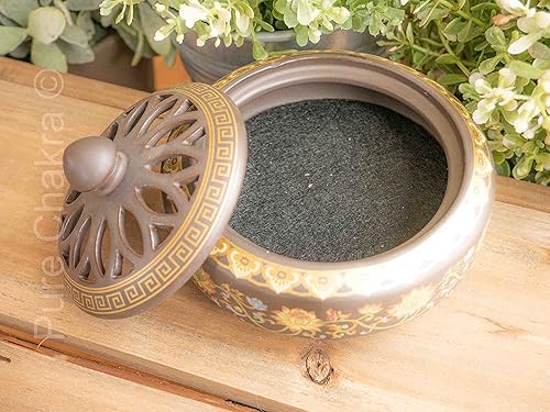 Miniatura 4 de Cuenco redondo pintado de cerámica para quemador de incienso de 4.5 pulgadas  Cuerda de palo Dhoop Cone Ash Catcher  Meditación de diseño