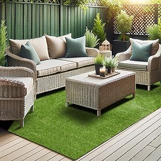 Sweet Home Stores Lifelike Artificial Grass Area Rug 7x12 Indoor/Outdoor with Drainage Holes, Cus...