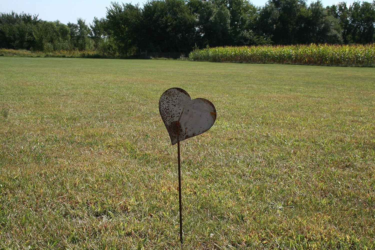 Peace and Heart Staked Signs or Wall Art Rustic or Powder Coated Finishes (Heart Small Stake 21", Naturally Rusted)