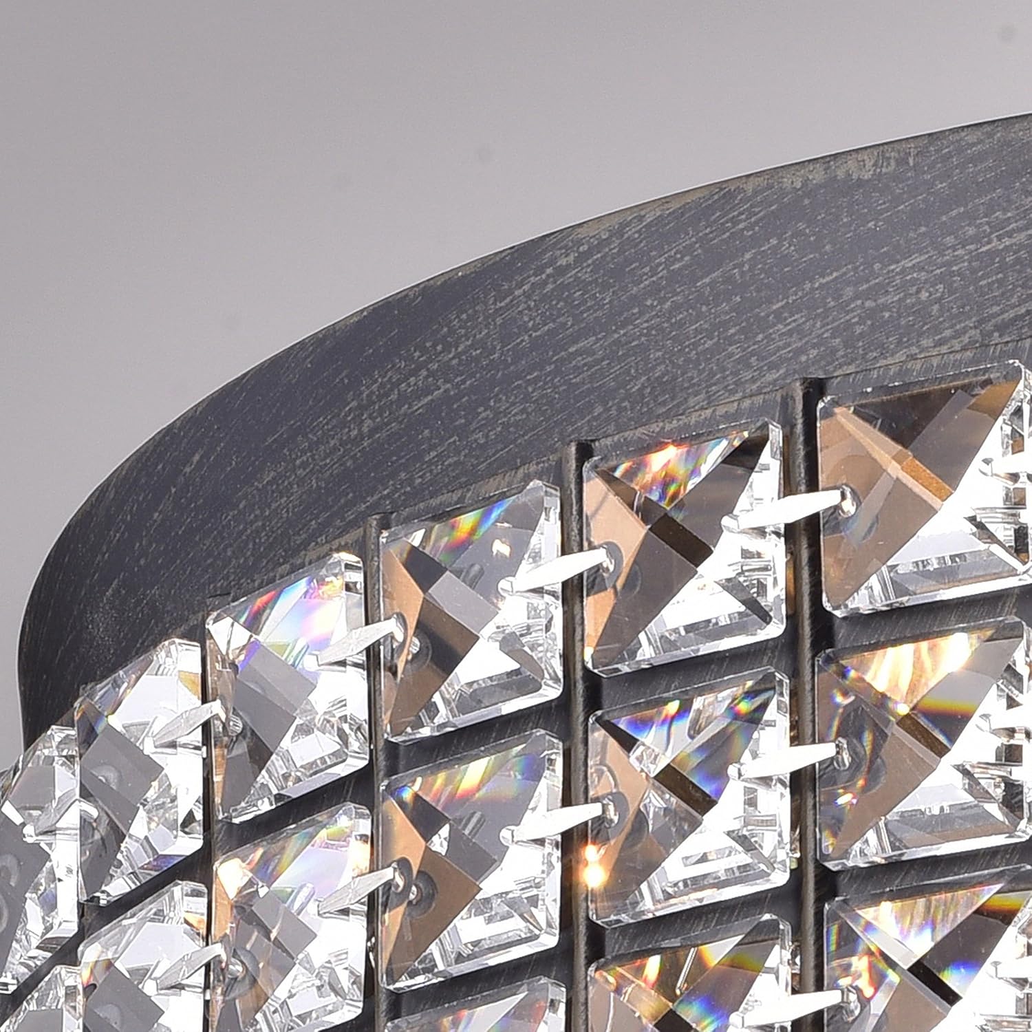 Iron Shade Crystal Flush Mount Chandelier