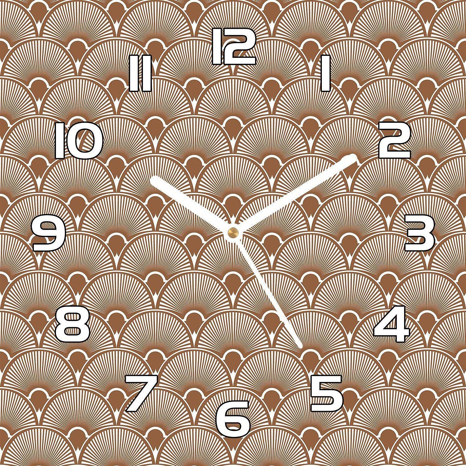 Horloge cuisine moderne en verre marron 30x30 cm aiguilles blanches