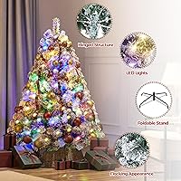 Vista 40 de Yaheetech 7.5ft Pre-lit Spruce Artificial Christmas Tree Snow Flocked Hinges Tree with 550 Multicolor LED Lights & 1284 Branch Tips & Metal Stand