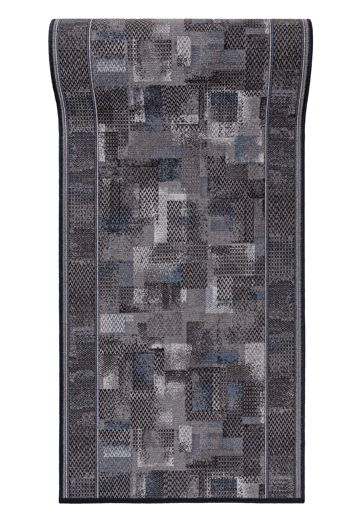 Mazovia Alfombra de Pasillo Larga - Alfombra Antideslizante Moderno Motivo Geométrico - Pelo Corto - Alfombras de Pasillo por Metros - Alfombras para Pasillos Largos - Gris - 67 x 150 cm