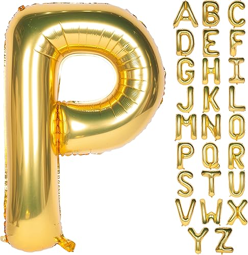 Globos de helio gigante con letra, de 102 cm (40 pulgadas), de lámina de mylar, para decoración de fiestas, color dorado.