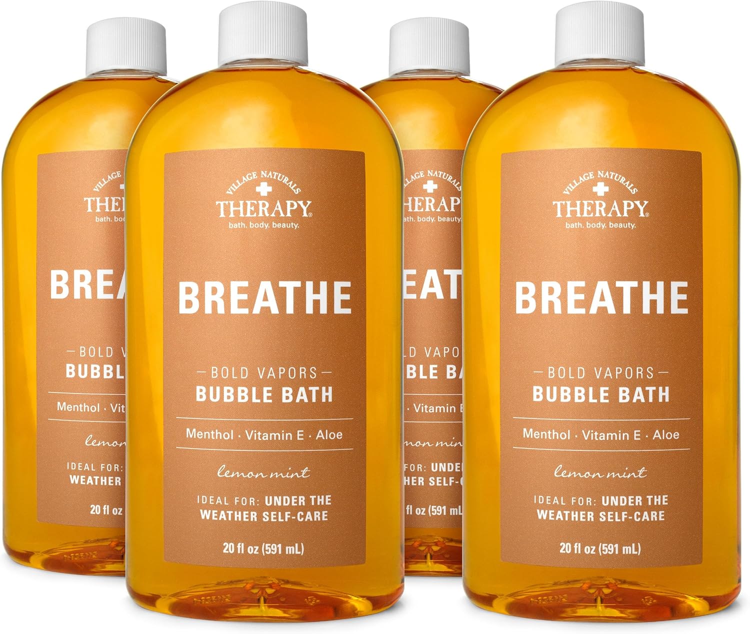 Village Naturals Therapy Breathe Bubble Bath, Lemon Mint Scent, 20 oz, Pack of 4 Village Naturals Therapy Breathe Bubble Bath, Lemon Mint Scent, 20 oz, Pack of 4