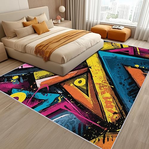 Miniatura 29 de Mosaic Rug 7x10 Rugs 80s Gaming Design Large Area Rug, Retro 70s Carpet Home Room Decor Rugs for Living Room Bedroom Kitchen Dorm Classroom Indoor