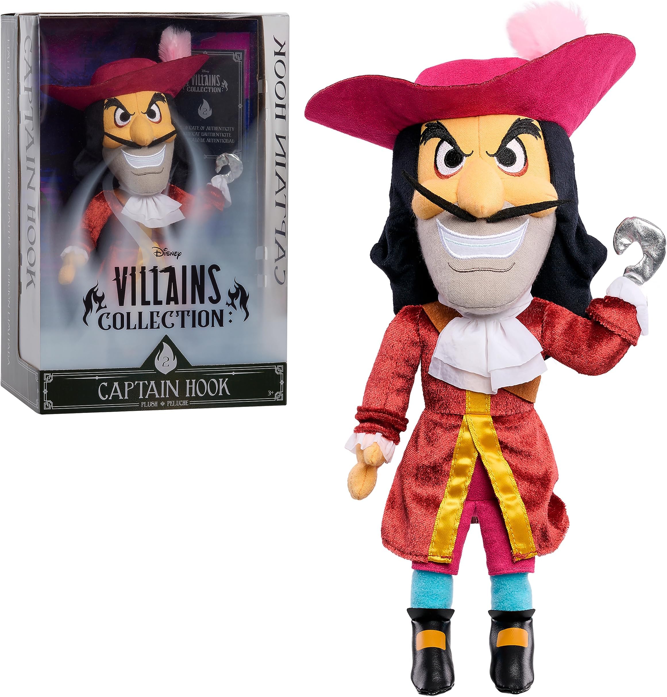 Disney Villains Collection: Captain Hook Plush, 13-inch Collectible Plush Doll, Kids Toys for Ages 3 Up, Amazon Exclusive by Just Play