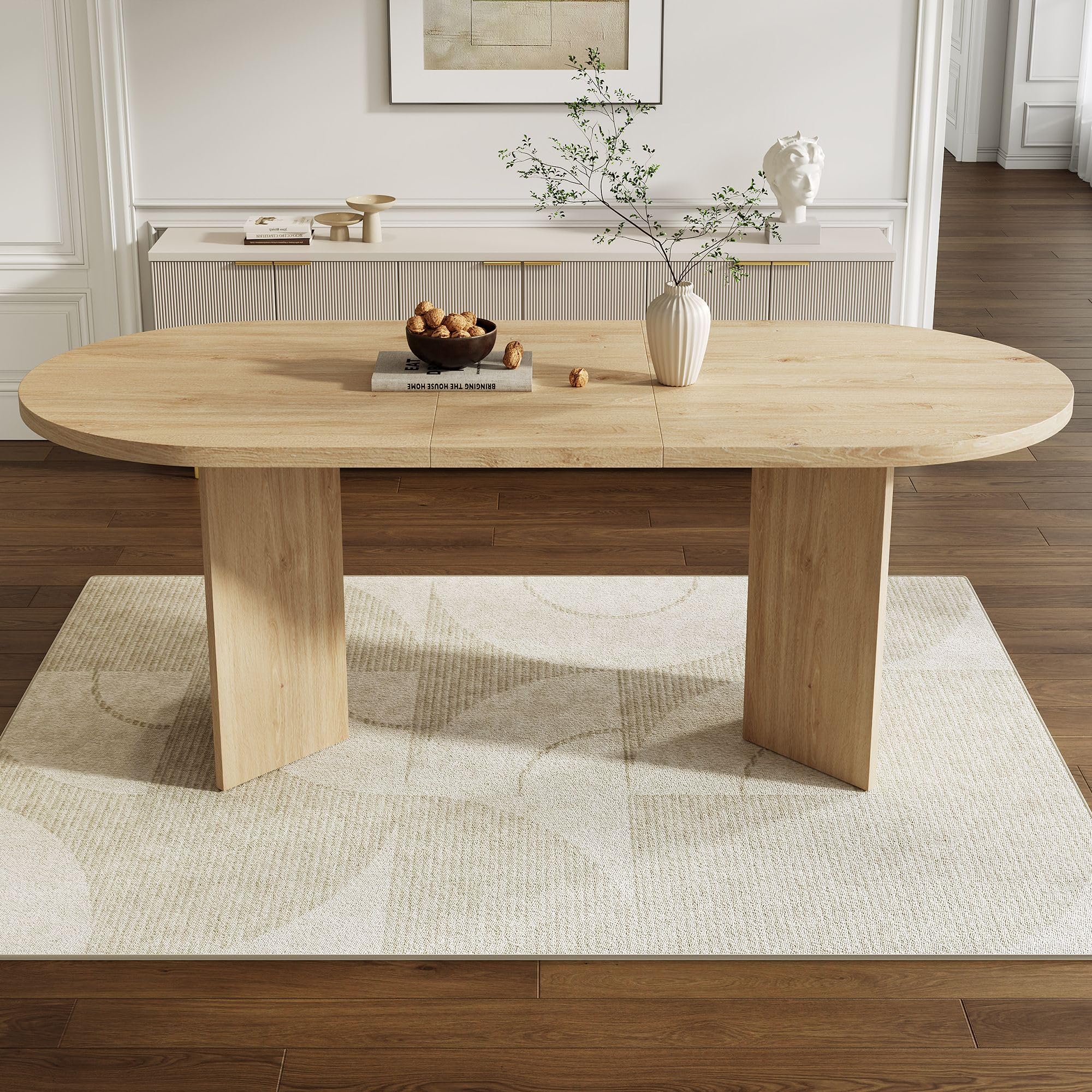 Table à manger ovale 160 x 80 x 75 cm MDF chêne Table de salle à manger