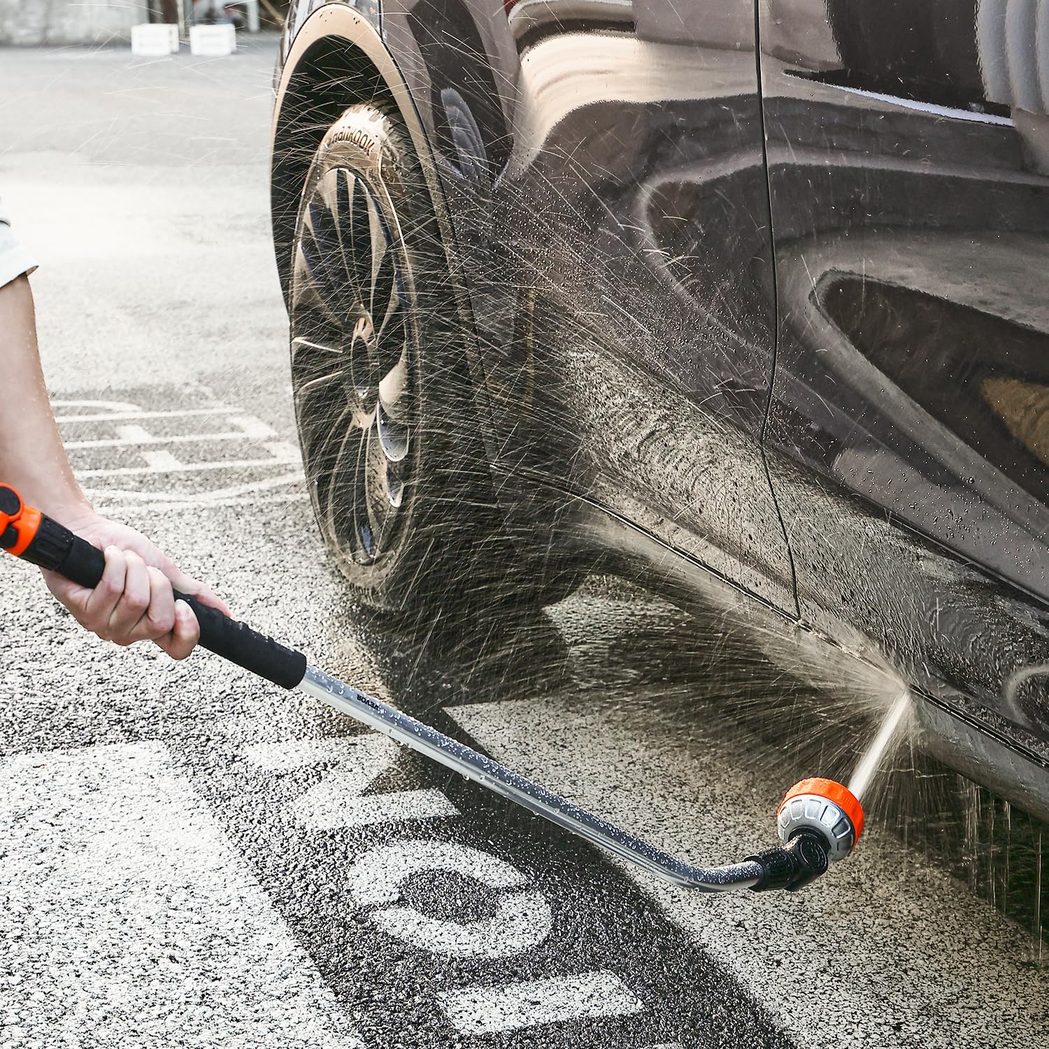 VEVOR Bacchetta per irrigazione da giardino extra lunga da 91 cm, con 8 modalità di spruzzo e testa girevole a 180°, ugello lungo con controllo on/off per pollice, ideale per appendere cesti