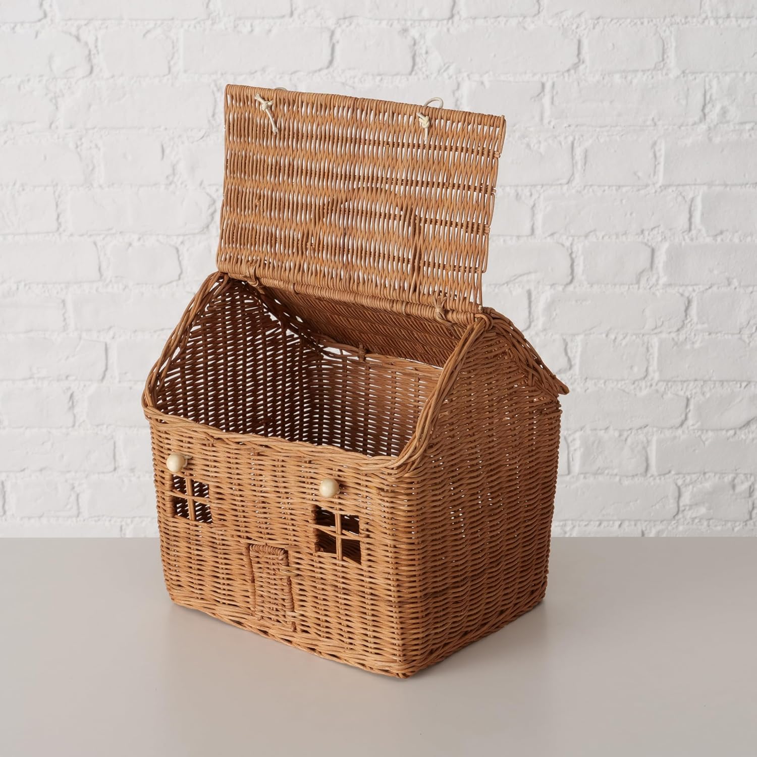 Wicker Basket, House Shape, Natural Rattan, 11 L x 13.75 Inches