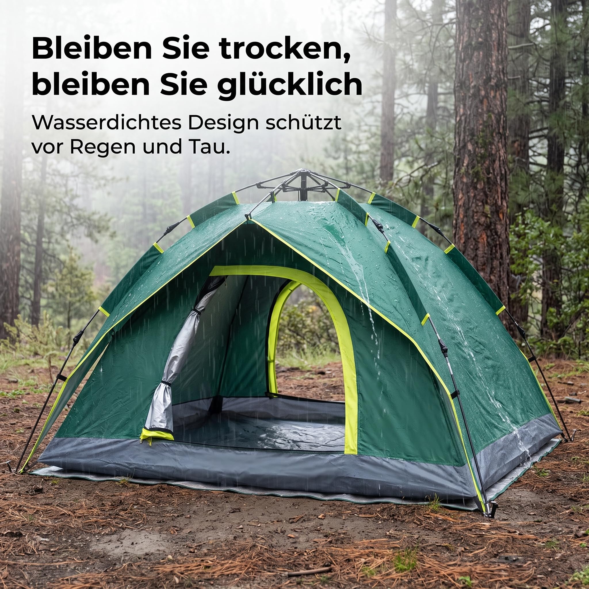 Zelt für 3-4 Personen – Automatisches Camping Zelt, Wasserdichtes Kuppelzelt für Outdoor-Abenteuer