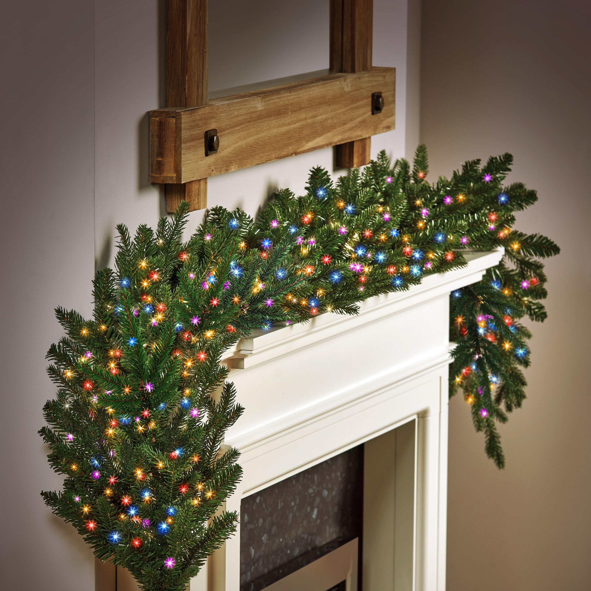 Premier Treebrights Rainbow Christmas Garland - 240 Rainbow LEDs, 6M Lit Length - Timer Fairy Lights - Multi Action Indoor/Outdoor Lights