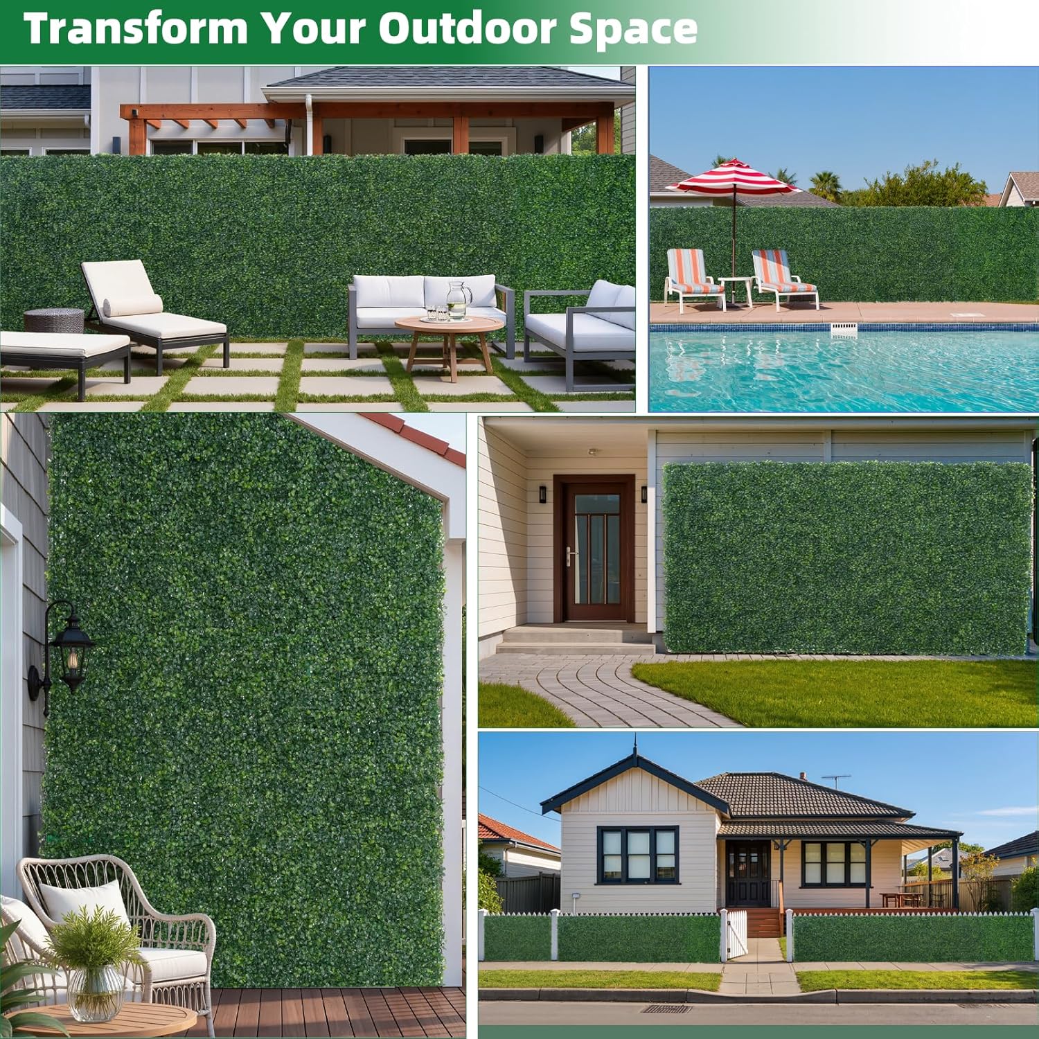 Artificial Boxwood Roll, 48x120 in(40 sqft) UV-Anti Faux Ivy Hedge Grass Wall Panels for Patio and Balcony Privacy, Fake Greenery Backdrop Decor for Fence, Garden, Backyard