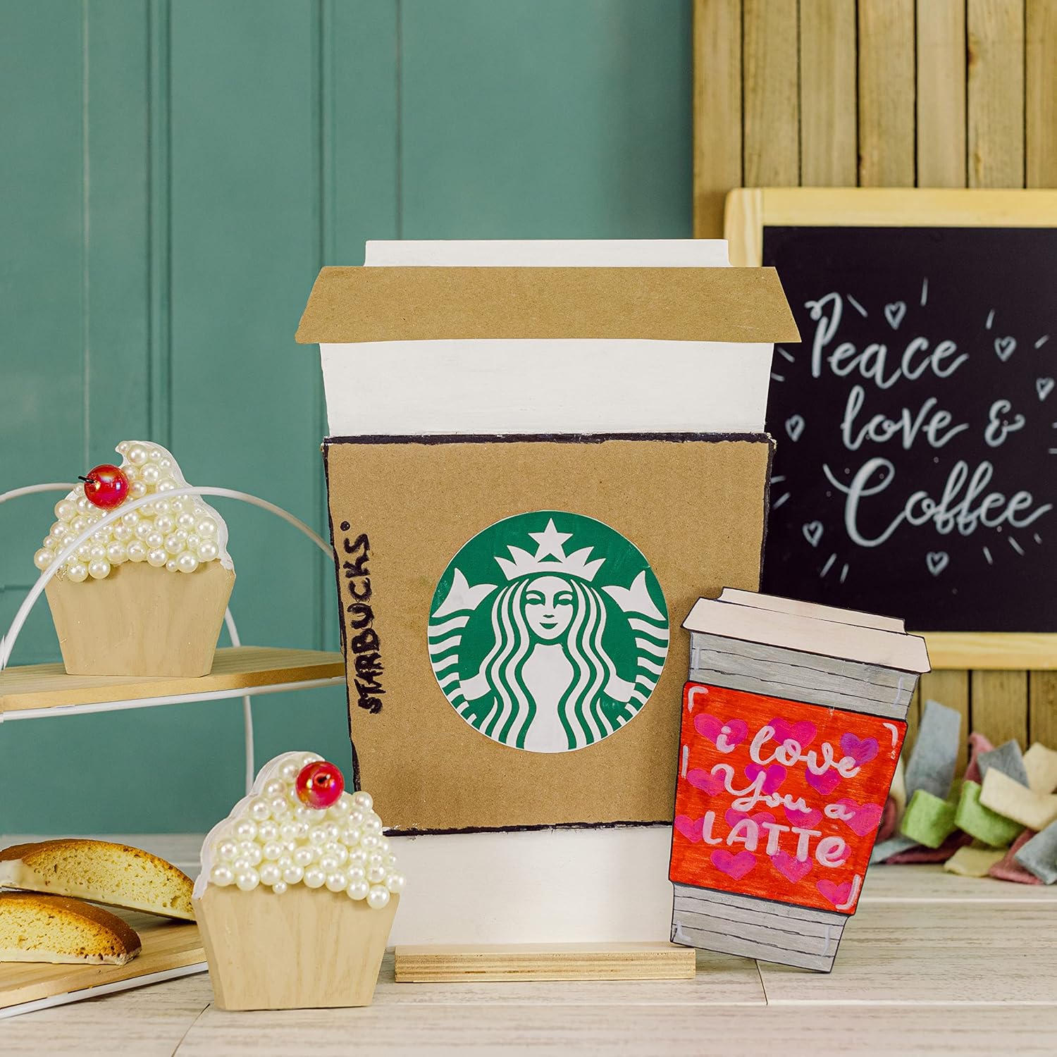 Latte Cup Wood Cutouts 12-inch, Pack of 5 Unfinished Wood Crafts Blank, Wooden Shapes for Crafts & Party Decor, by Woodpeckers