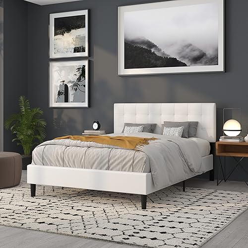 Miniatura 7 de Flash Furniture Bedford - Cabecero de cama doble tapizado con ribete de uñas en tela beige