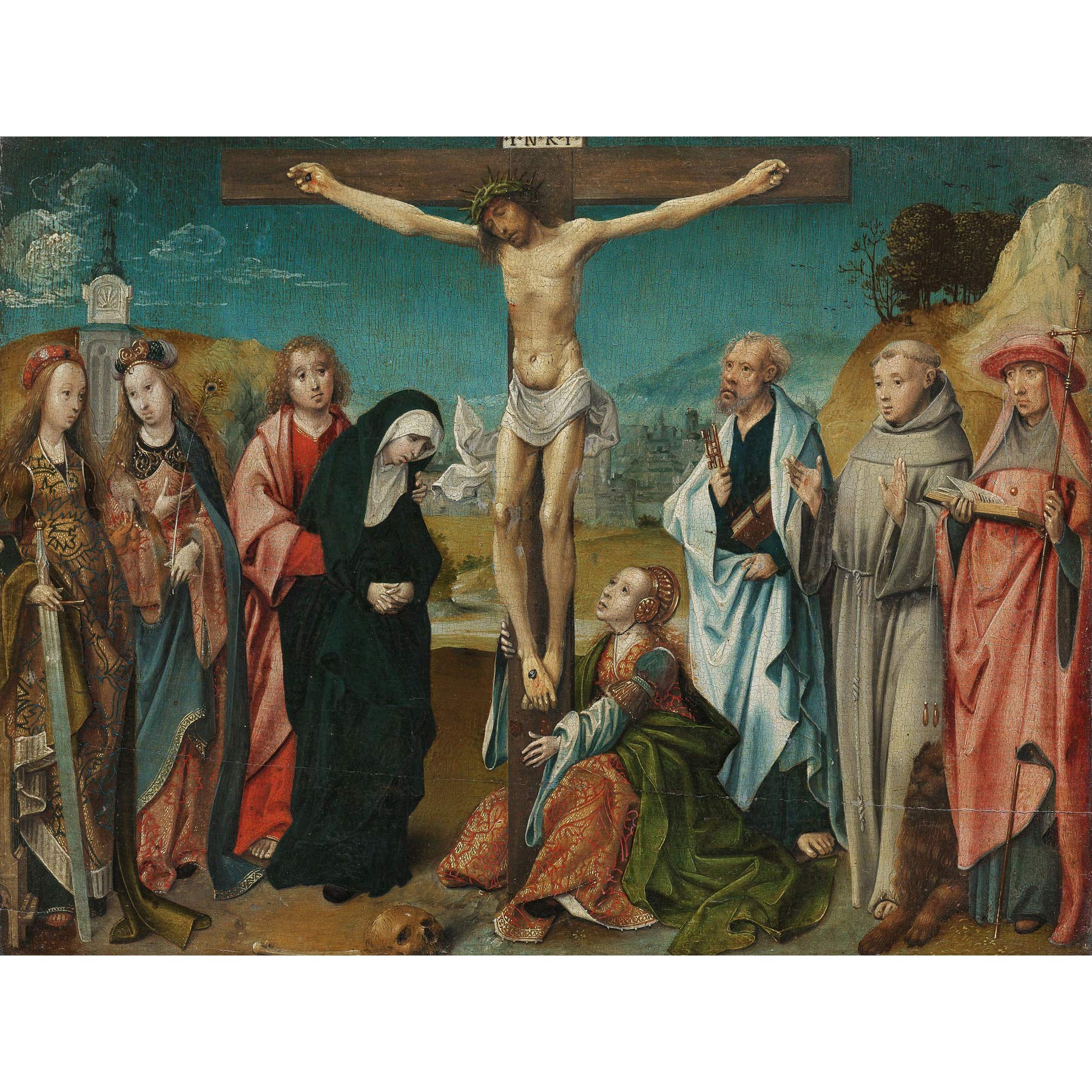 Artery8 Engebrechtsz Christ On Cross With Saints Large Wall Art Poster Print Thick Paper 18X24 Inch