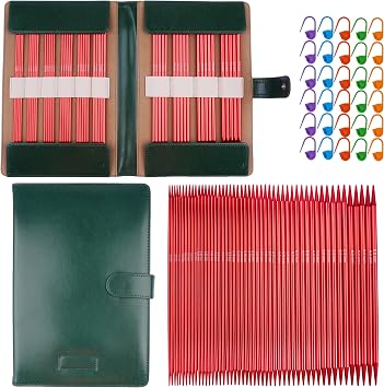 WAZAIGUR 50pcs Aluminum Double Pointed Knitting Needles Set - 7.9 Inch 10 Sizes Knitting Needles 2.5mm-6mm