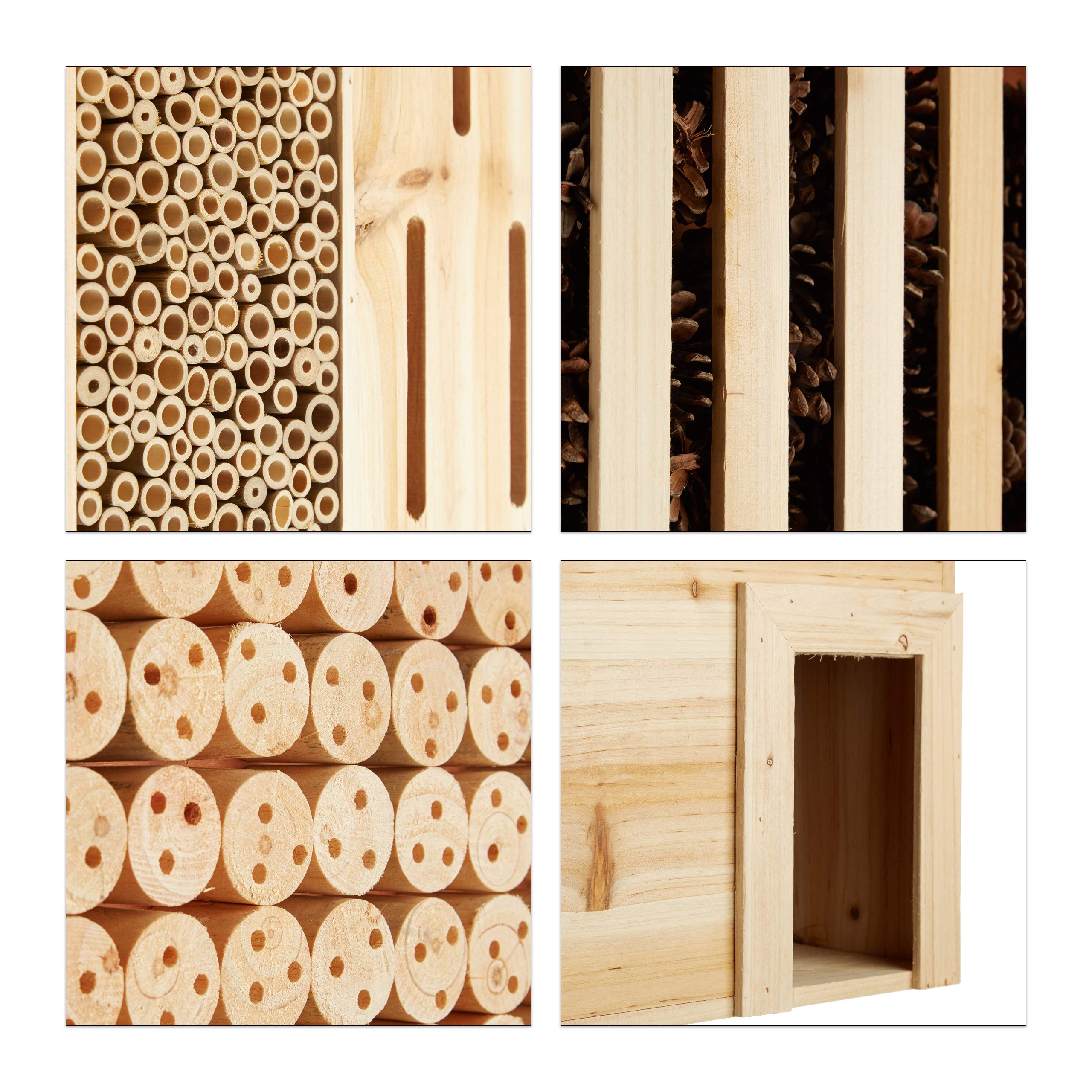 Relaxdays Casetta per insetti XXL da terra, nido per api, farfalle ricci in legno HxlxP: 118 x 57 x 24 cm, beige