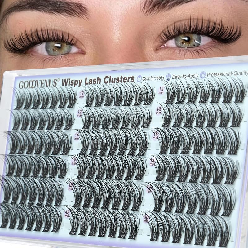 Cílios Postiços em Tufo Goddvenus Wispy, Curvatura CC, 12 mm, 14 mm e 16 mm, 126 unidades