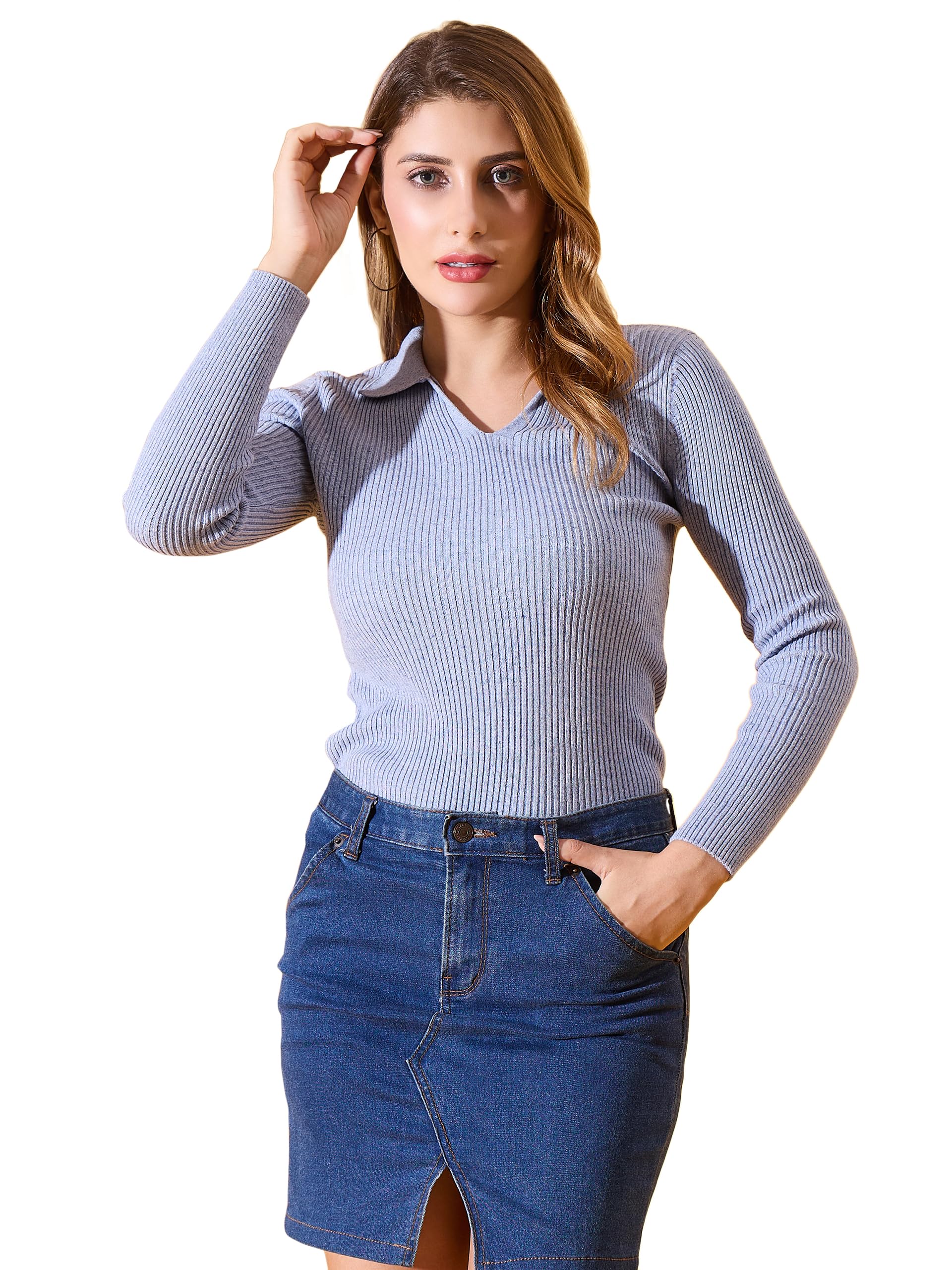 98 Degree North Women Ribbed Collar Neck Pullover-G1164-SKYNAPS-image-45