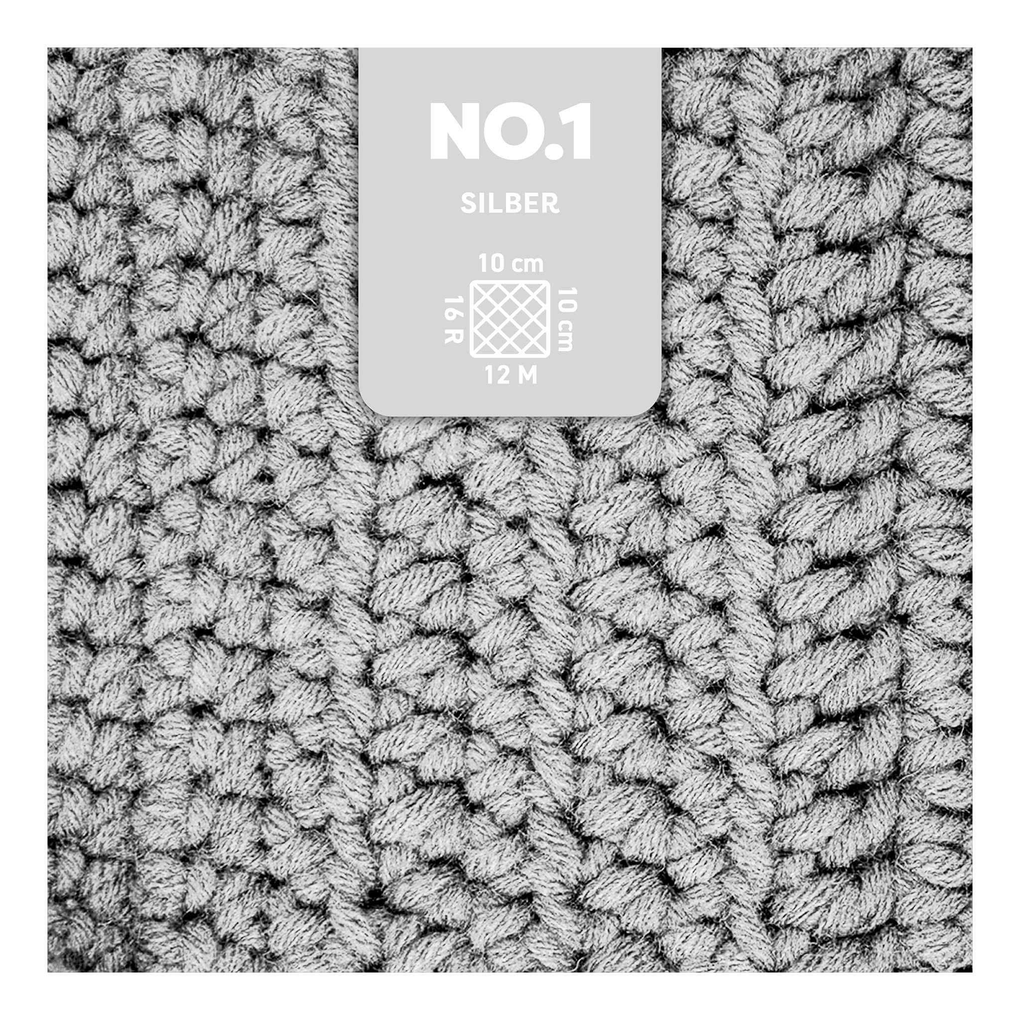 myboshi No.1 Wolle zum Häkeln und Stricken, Schnellstrickgarn, langlebige Mützenwolle, Strickwolle, Häkelwolle, mulesing-frei, 50g, Ll 55m Grau (Silber), 10 Knäuel