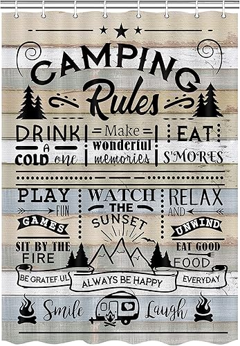 Miniatura 9 de Cortina de ducha para caravana para viajes, remolque, baño, reglas de campamento de granja, cita pequeña, estrecha y corta, juego de cortinas de