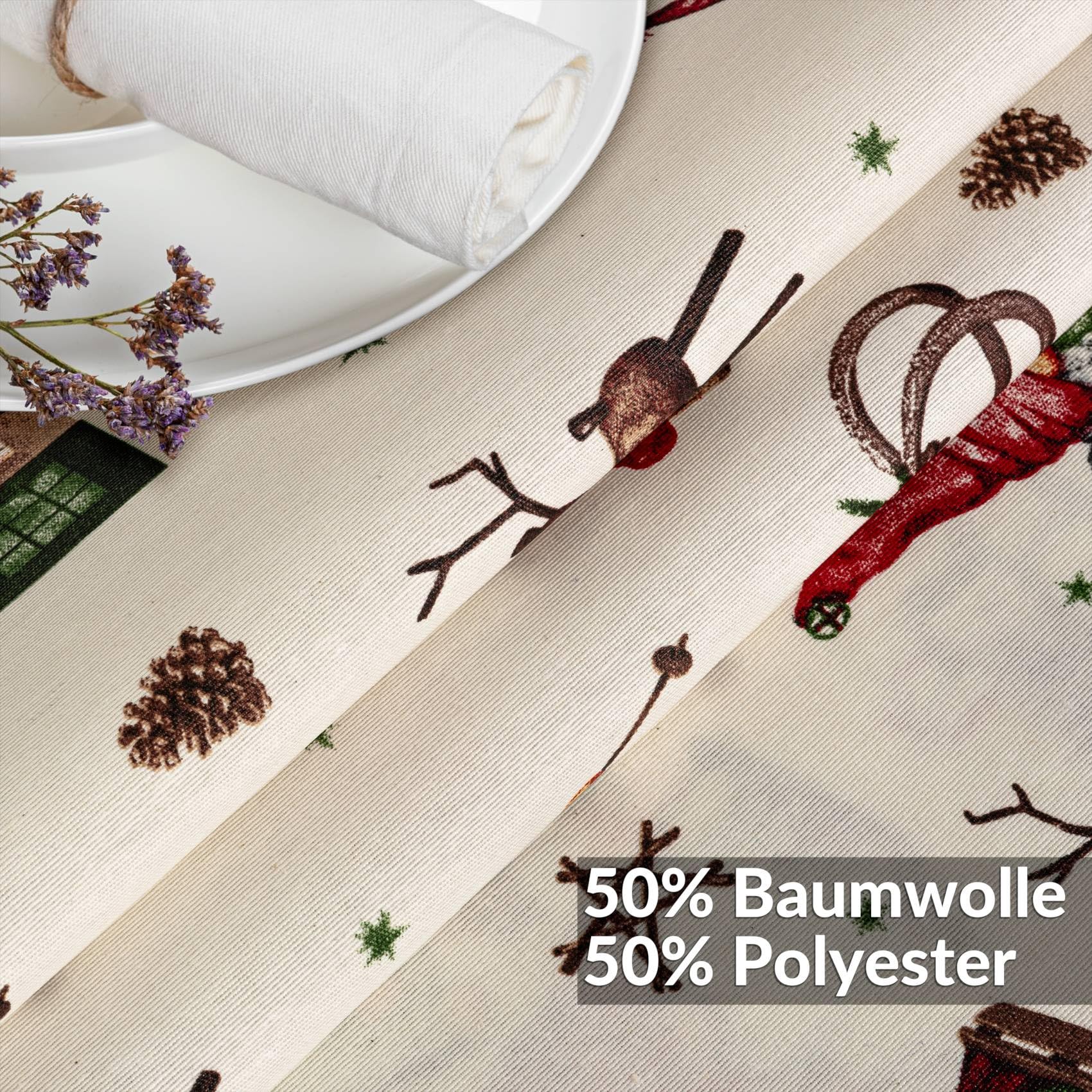 ANRO Tischdecke abwaschbar Weihnachtszwerg mit Saum oval 200x140 cm