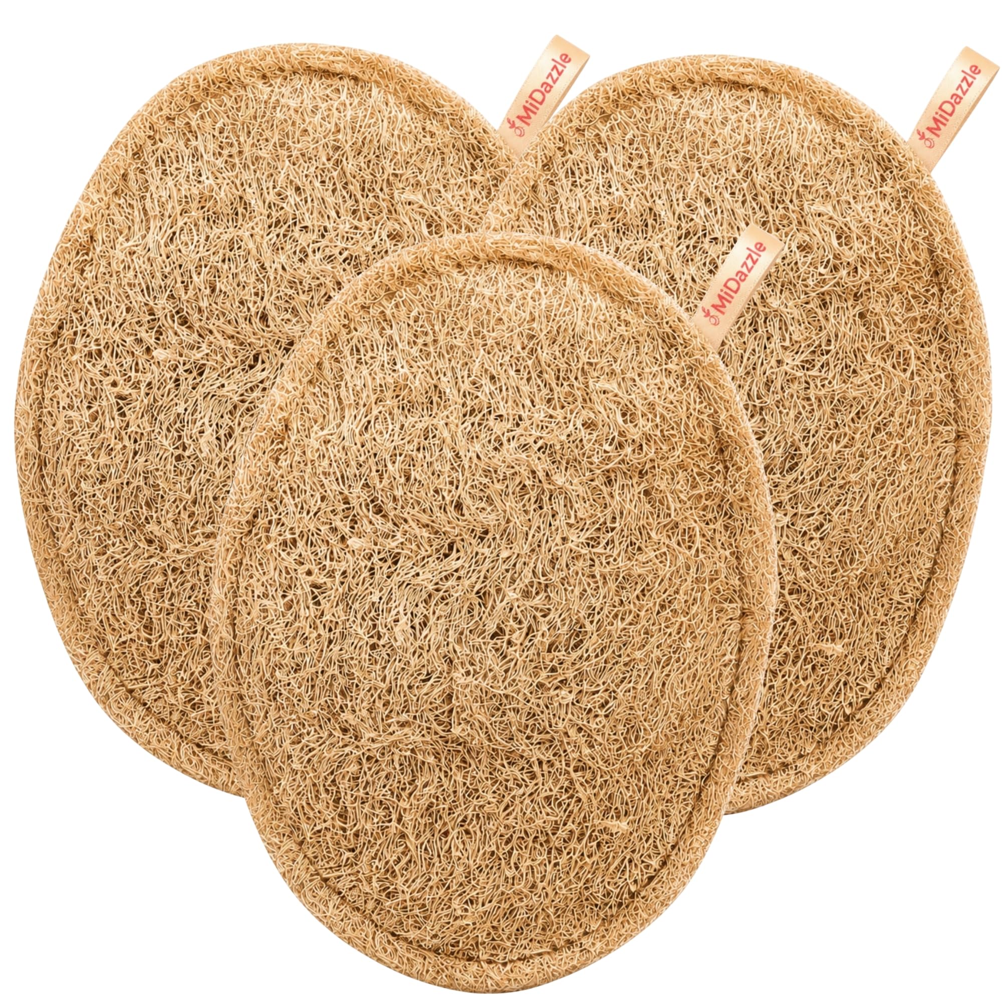 Midazzle 100% Natural Body Scrubber Loofah for Bathing (Oval) (Pack of 3)-image-20