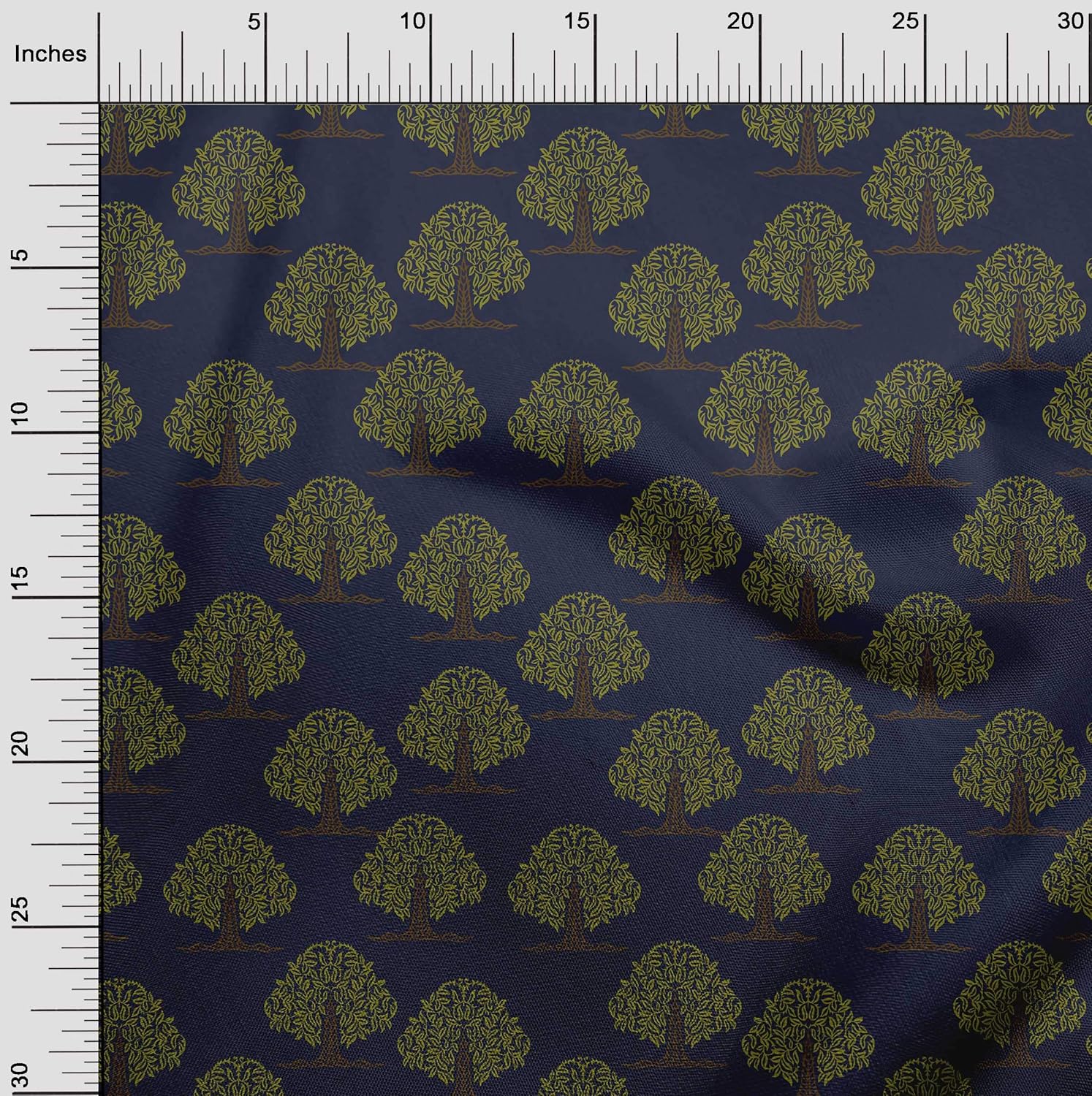 oneOone Polyester Spandex Dark Blue Fabric Floral & Flying Swan Block Quilting Supplies Print Sewing Fabric by The Yard 56 Inch Wide
