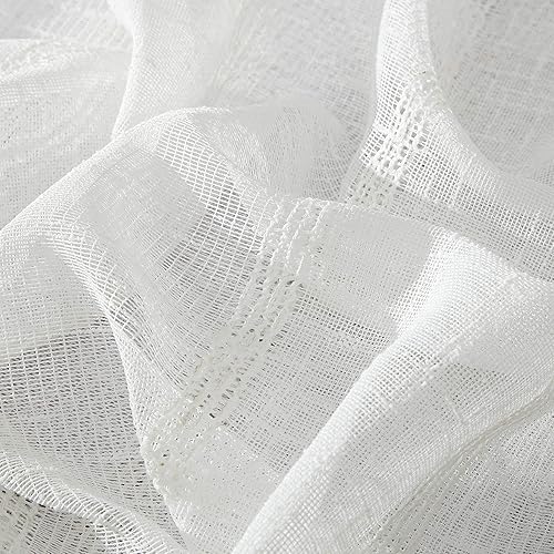 Miniatura 4 de Dainty Home Megan Linen Look - Cortina de ducha con diseño a rayas, 70 x 72 pulgadas, color blanco