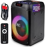 Vista 1 de Pyle Altavoz portátil Bluetooth para fiestas con woofer de 8 pulgadas, función TWS, batería recargable de 100W, entrada de micrófono, eco, control
