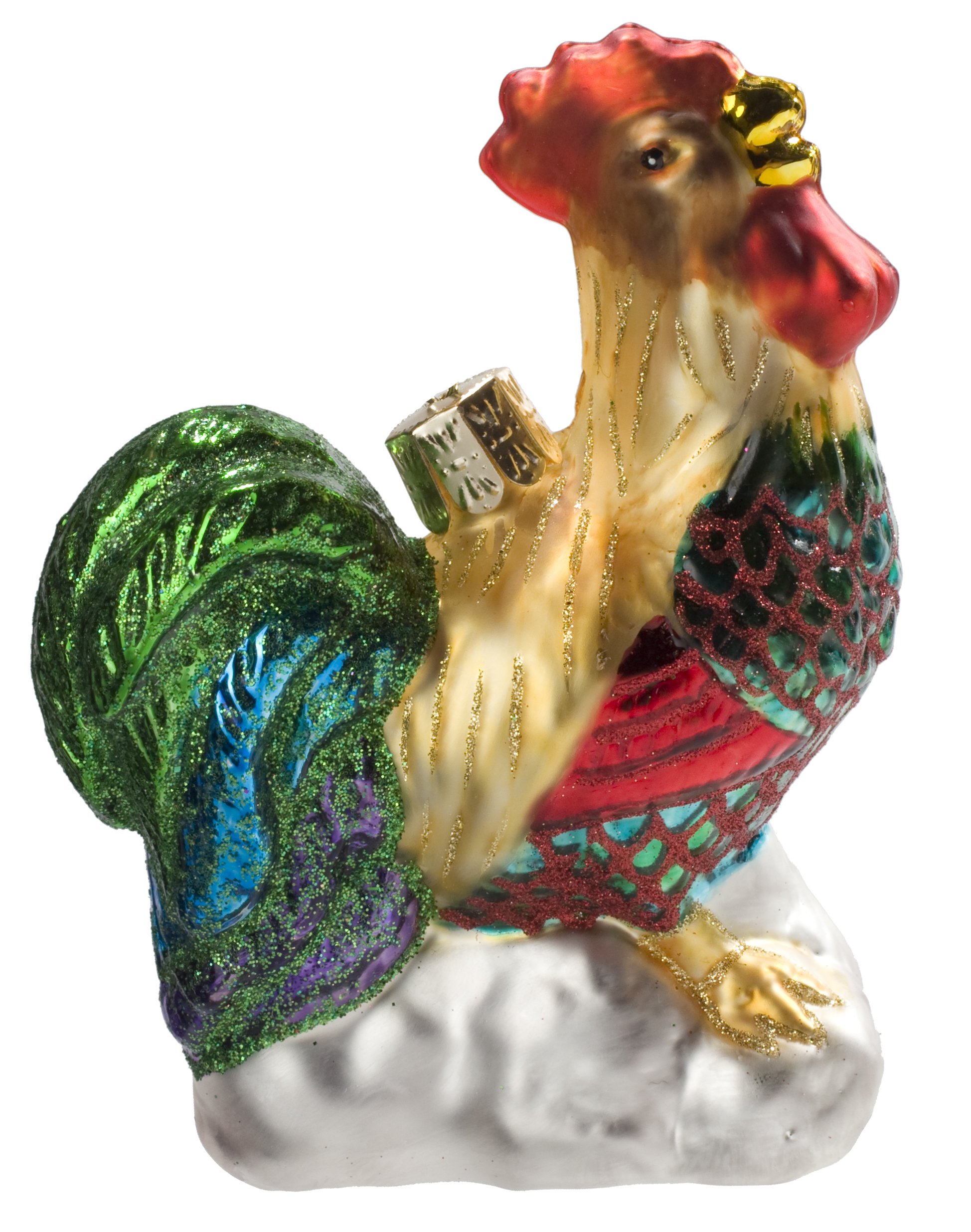 'De Colores' Rooster 3.5" Hand-Painted Fine Glass Christmas Ornament