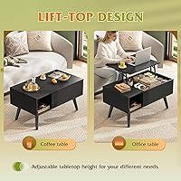 Vista 5 de WLIVE Mesa de Centro para Sala de Estar, Mesa de Centro Pequeña con Almacenamiento, Mesa Central de Comedor de Madera Moderna con Tapa Elevable