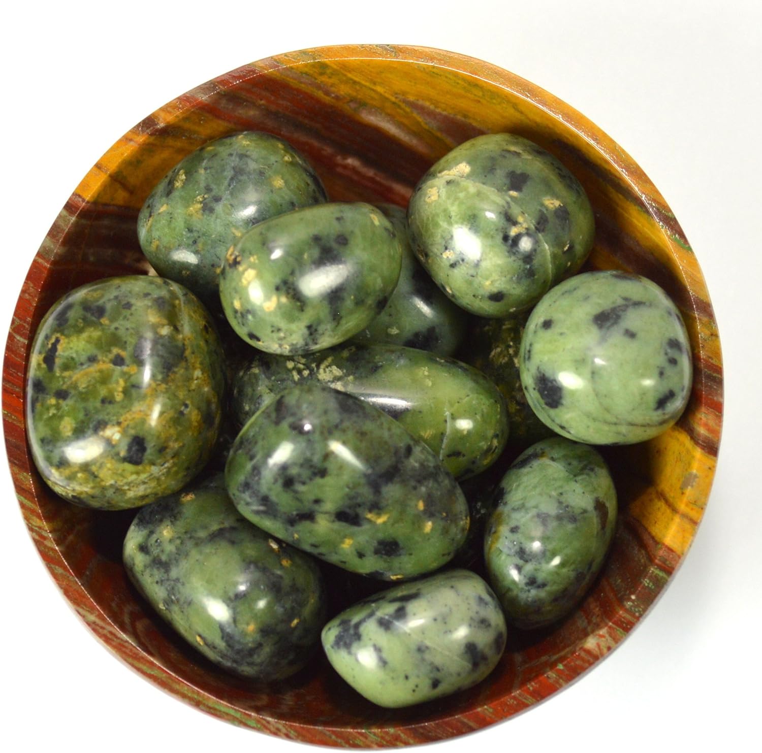 Green Nephrite "Inca Jade" Cabochon Rare Stone Rock Cab Polished Gemstone Mineral Stone Pebble from Peru - 5 PCS